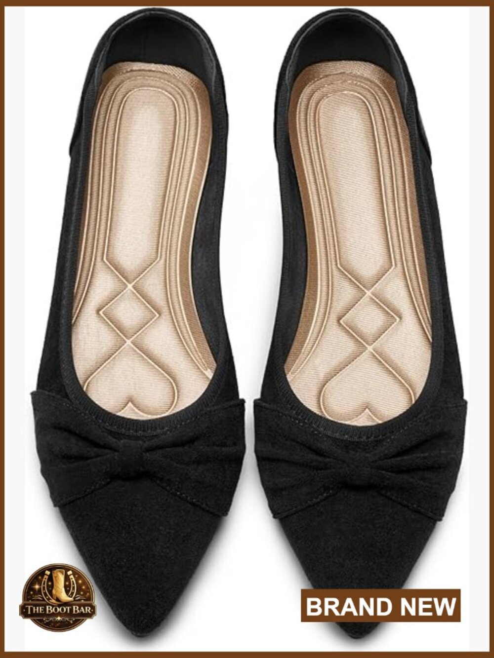 Pointed Toe Bow Flats - Comfortable Memory Foam Slip On Ballet Shoes for Work